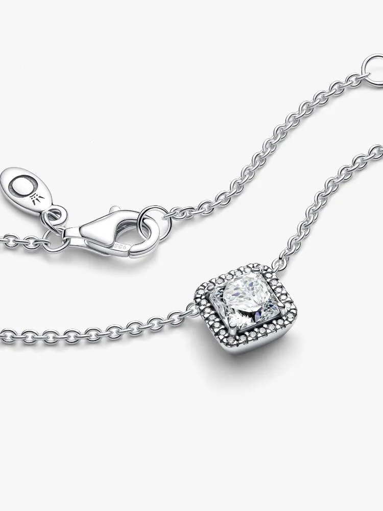 Collier Halo Carré Argent | Pandora