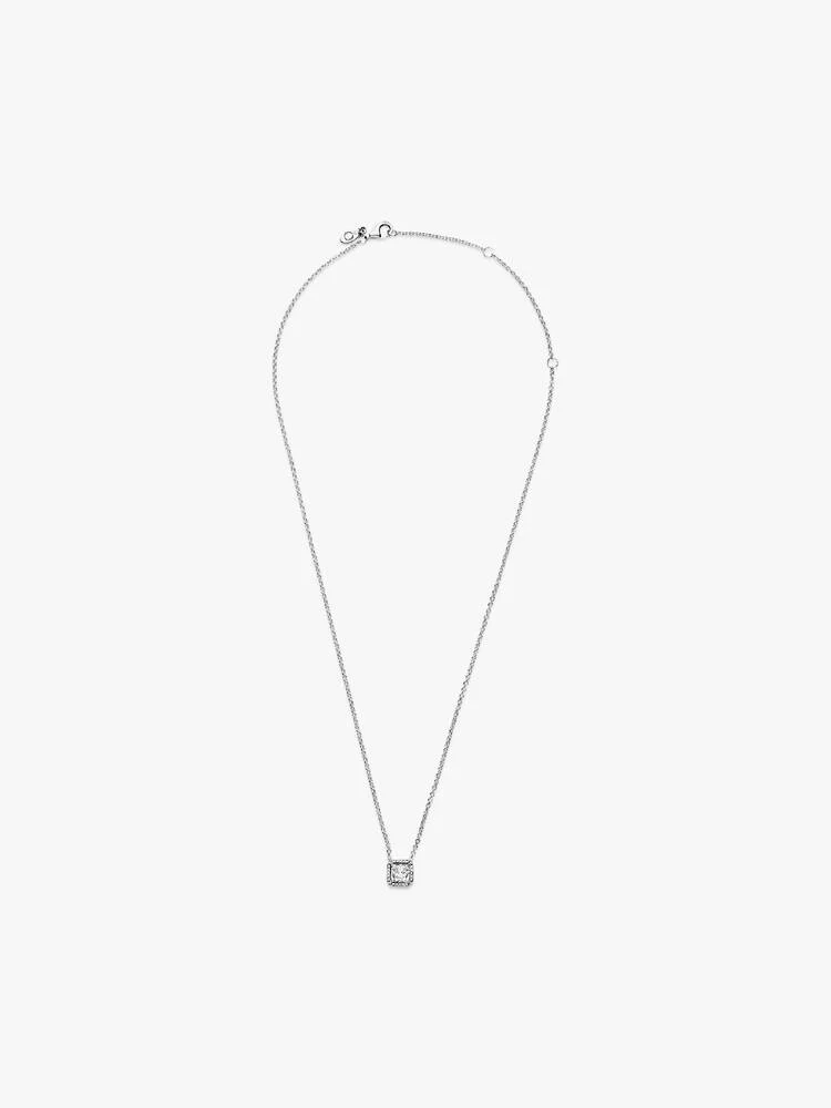 Collier Halo Carré Argent | Pandora