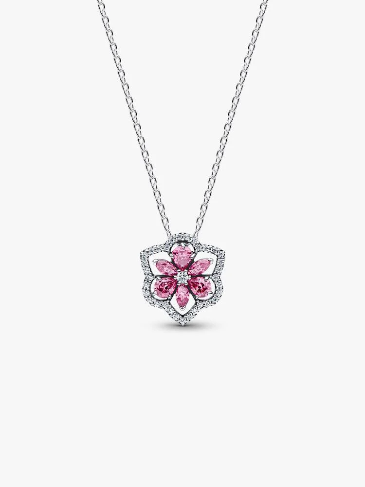 Collier Pendentif Fleur Rose Herbier Scintillant Argent | Pandora
