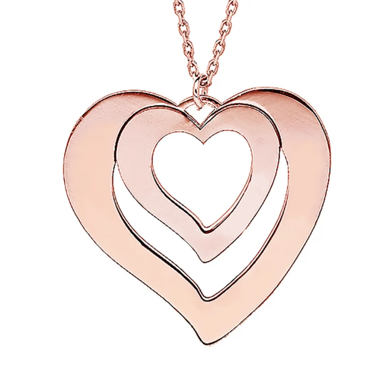 Collier cœurs imbriqués – Plaqué or rose | Azuline