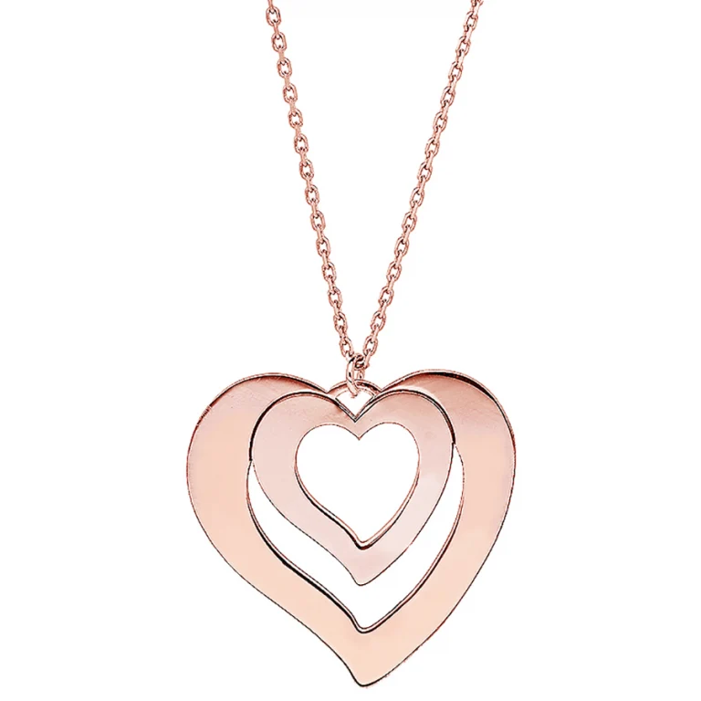 Collier cœurs imbriqués – Plaqué or rose | Azuline