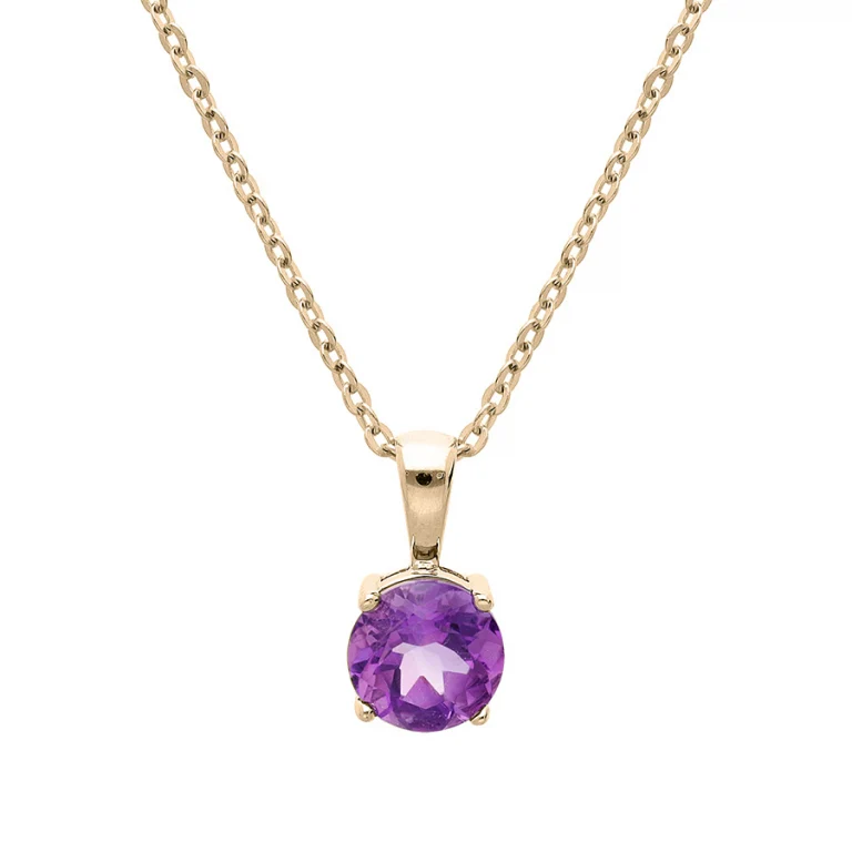 Collier pierre ronde violette – Plaqué or | Azuline