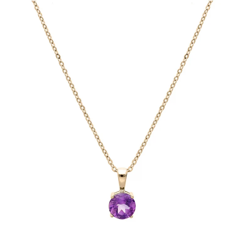 Collier pierre ronde violette – Plaqué or | Azuline