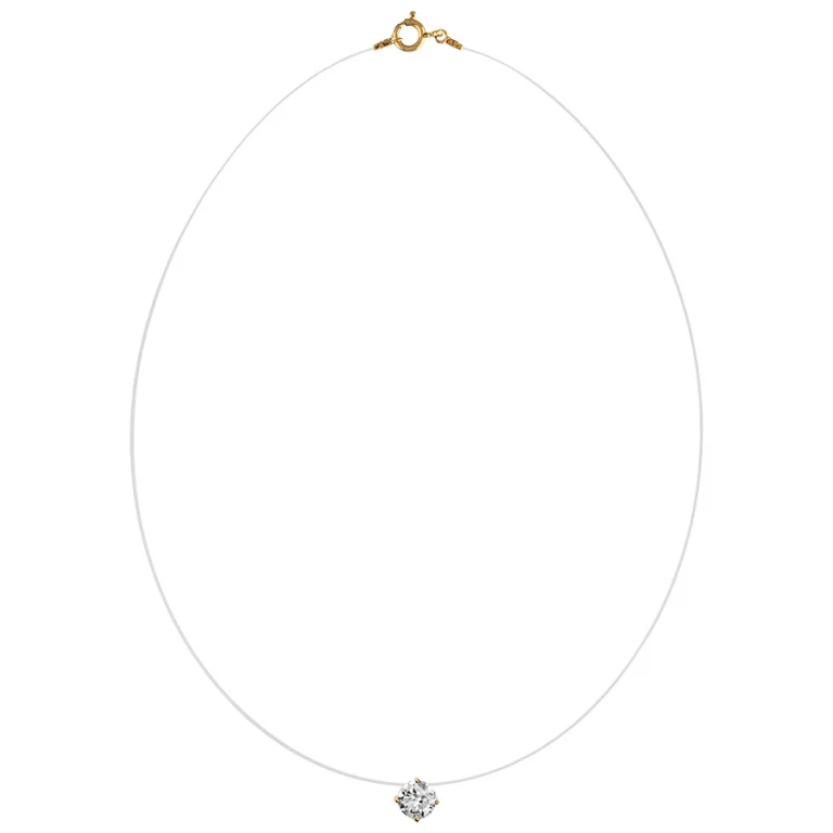 Collier solitaire oxyde blanc 7 mm – Plaqué or | Azuline