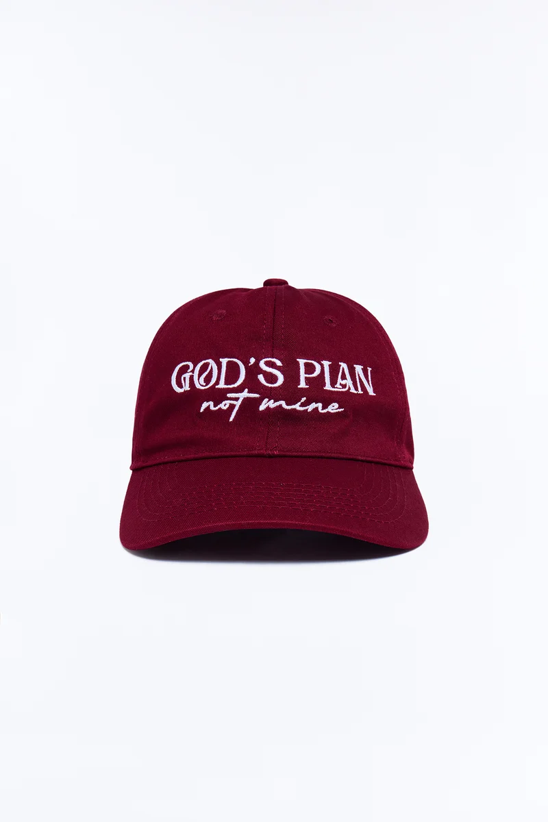 God's Plan Not Mine Baseball Hat - Burgundy