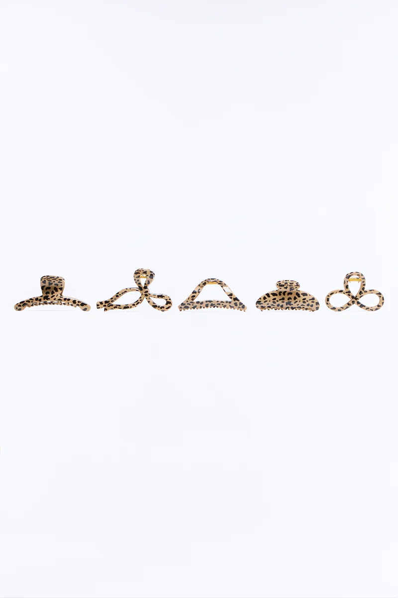 A Girl With Claws 5 Piece Claw Clip Set - Leopard