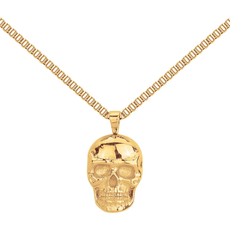 Collier PHEBUS Tête de mort Homme en Acier doré | 75-0260