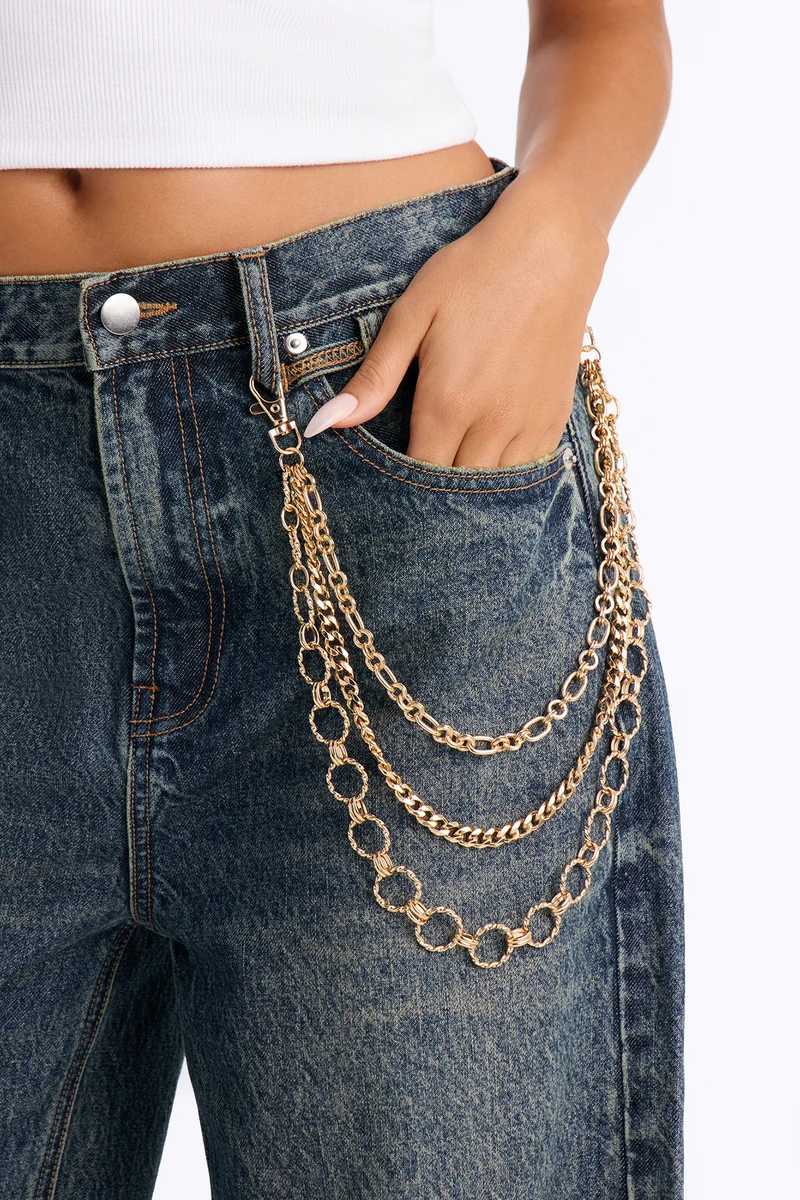 Never Perfect Layered Pant Chain - Gold