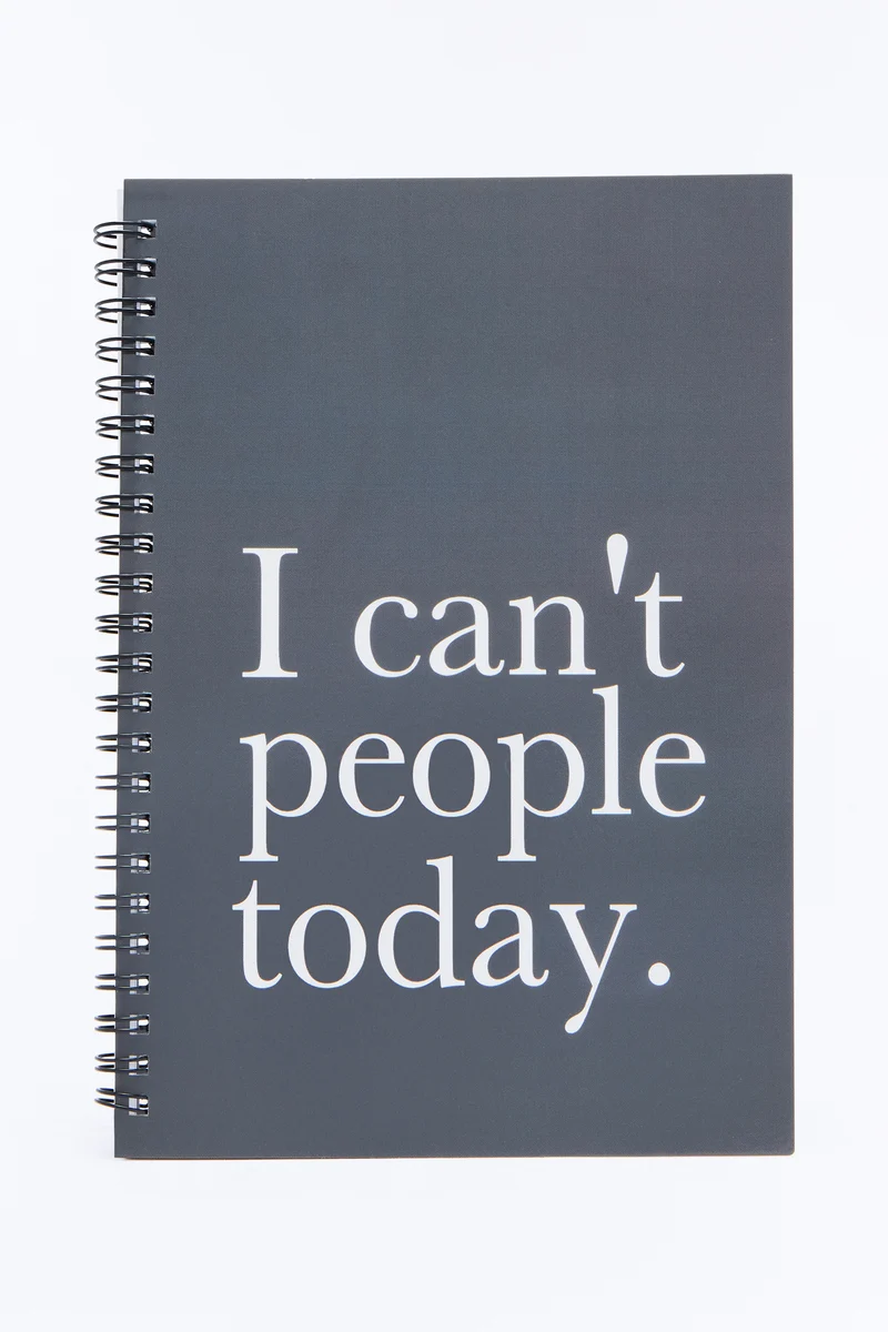 I Can't People Today Spiral Notebook - Grey/combo