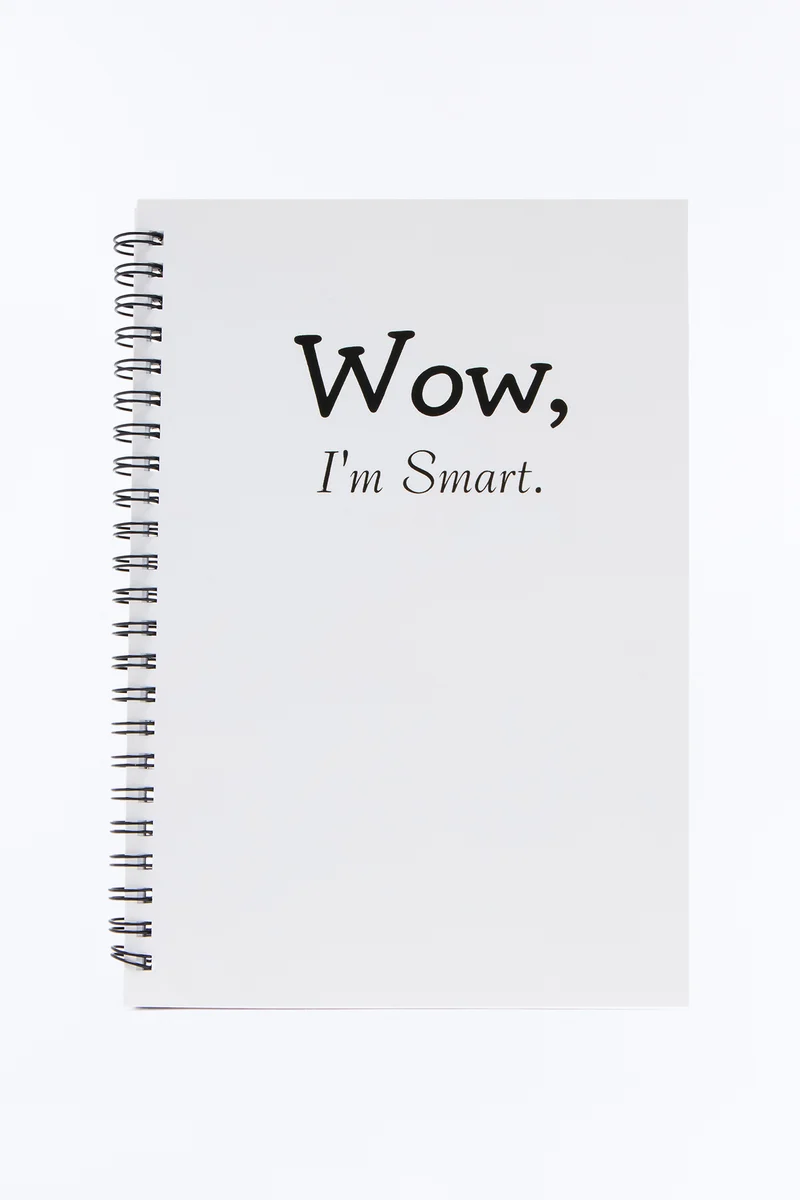 Wow I'm Smart Spiral Notebook - White/Black