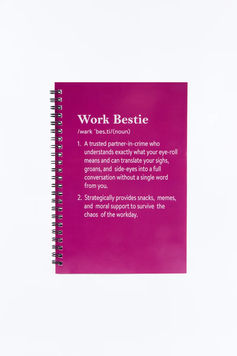 Work Bestie Spiral Notebook - Pink/combo