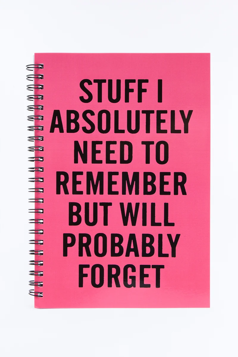 Stuff I Absolutely Need Spiral Notebook - Pink/combo