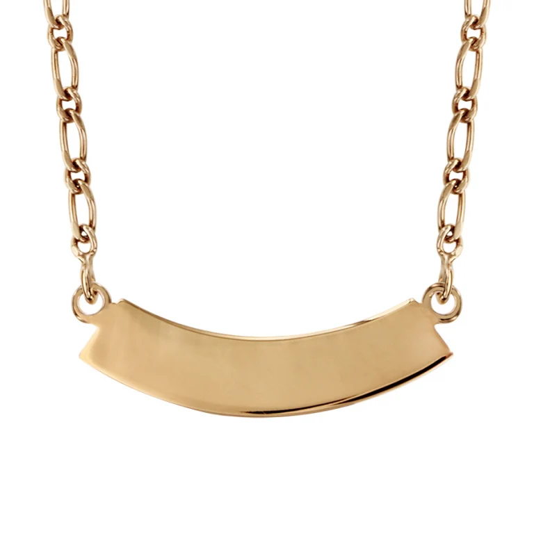 Collier ras de cou demi-lune à graver chaîne figaro 40 cm – Plaqué or | Azuline