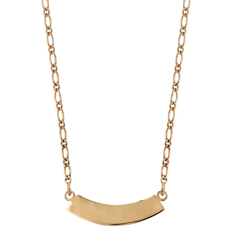 Collier ras de cou demi-lune à graver chaîne figaro 40 cm – Plaqué or | Azuline
