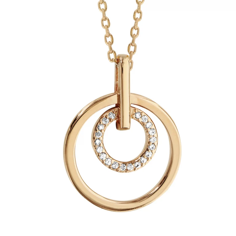 Collier anneau lisse et anneau serti d’oxydes blancs – Plaqué or | Azuline