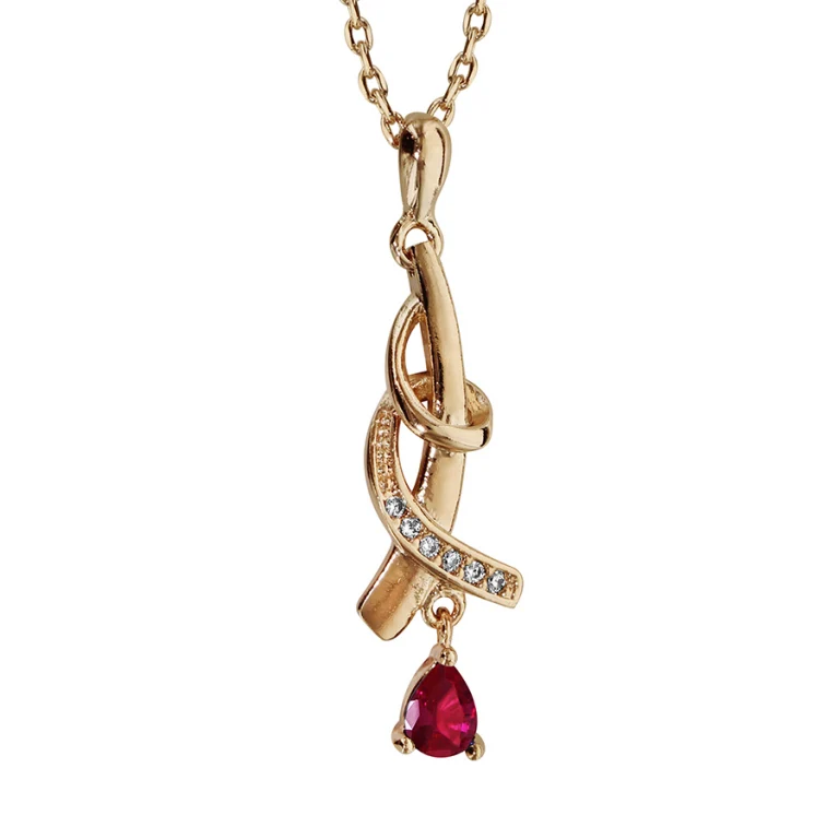 Collier goutte à pierre rouge synthétique – Plaqué or | Azuline