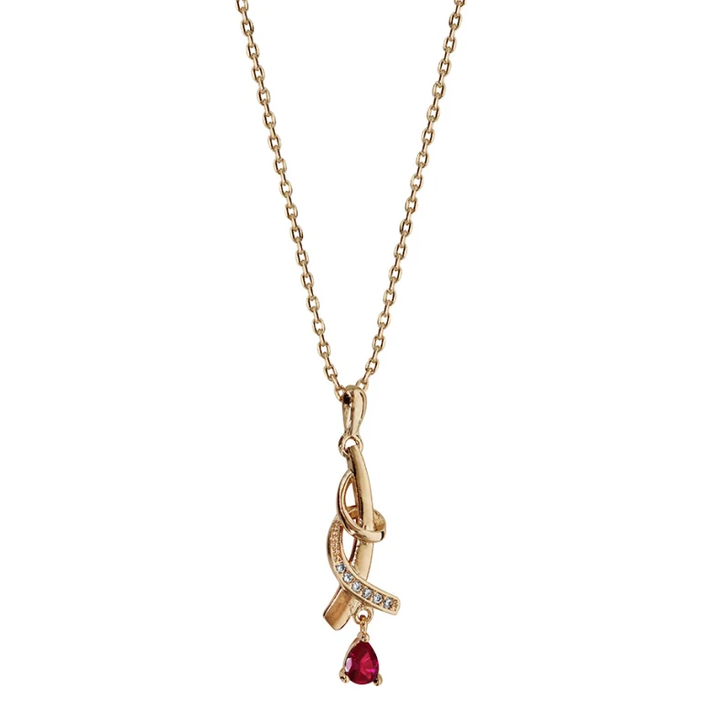 Collier goutte à pierre rouge synthétique – Plaqué or | Azuline