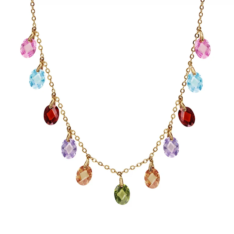 Collier pampilles gouttes multicolores – Plaqué or | Azuline