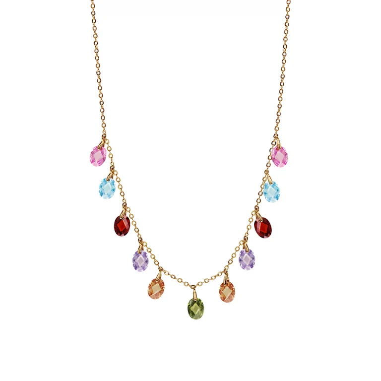 Collier pampilles gouttes multicolores – Plaqué or | Azuline