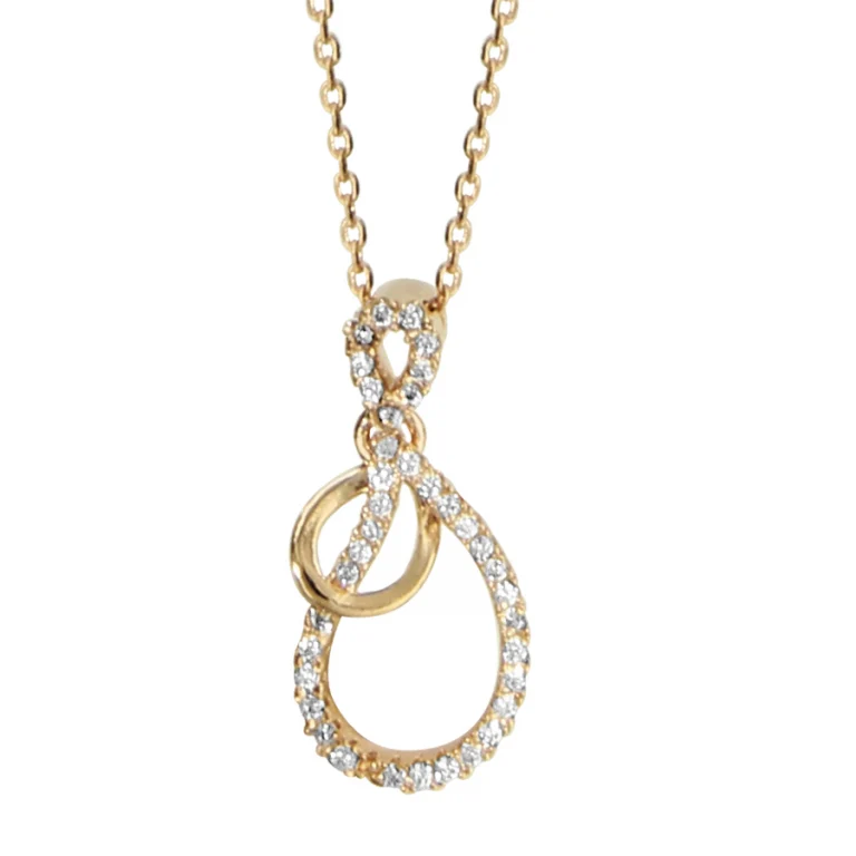 Collier boucles entrelacées serties d’oxydes – Plaqué or | Azuline