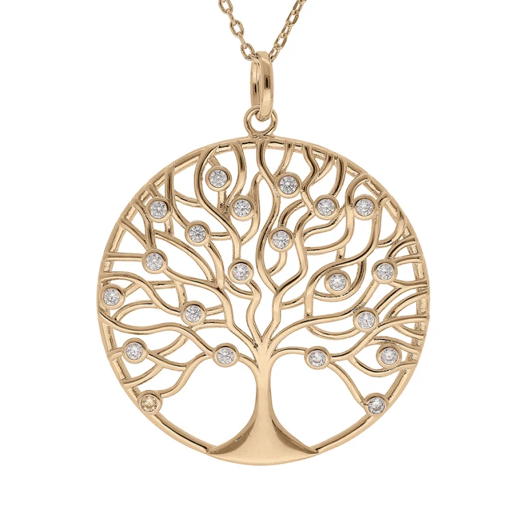 Collier arbre de vie serti d’oxydes – Plaqué or | Azuline