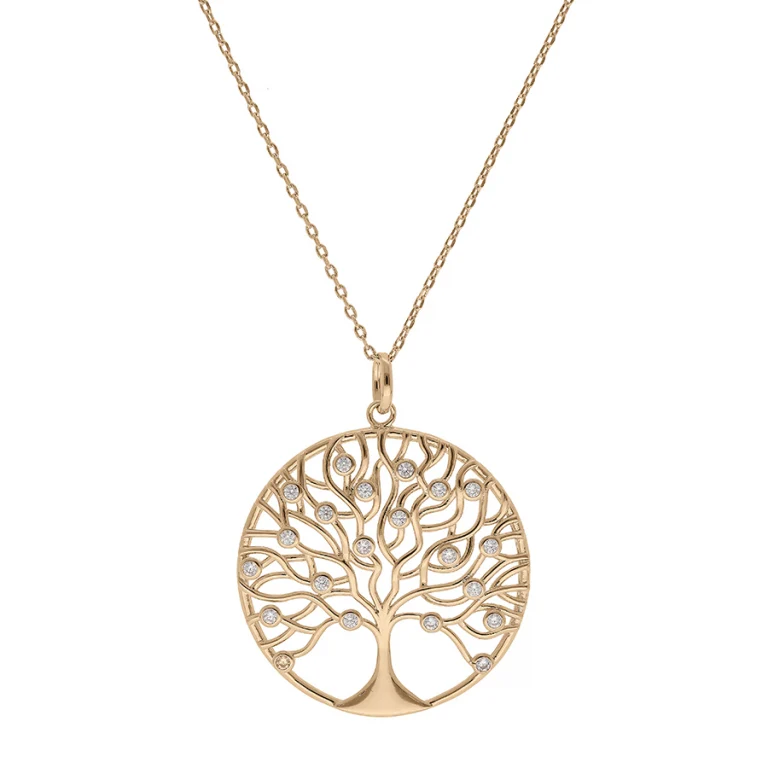 Collier arbre de vie serti d’oxydes – Plaqué or | Azuline