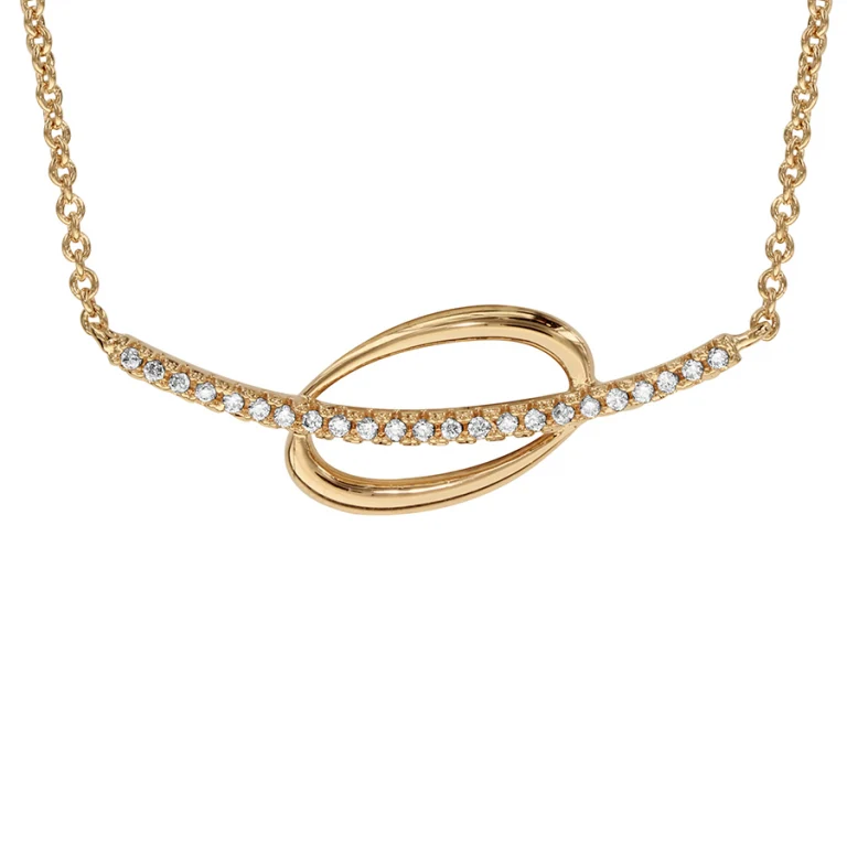 Collier ovale serti d’oxydes blancs – Plaqué or | Azuline