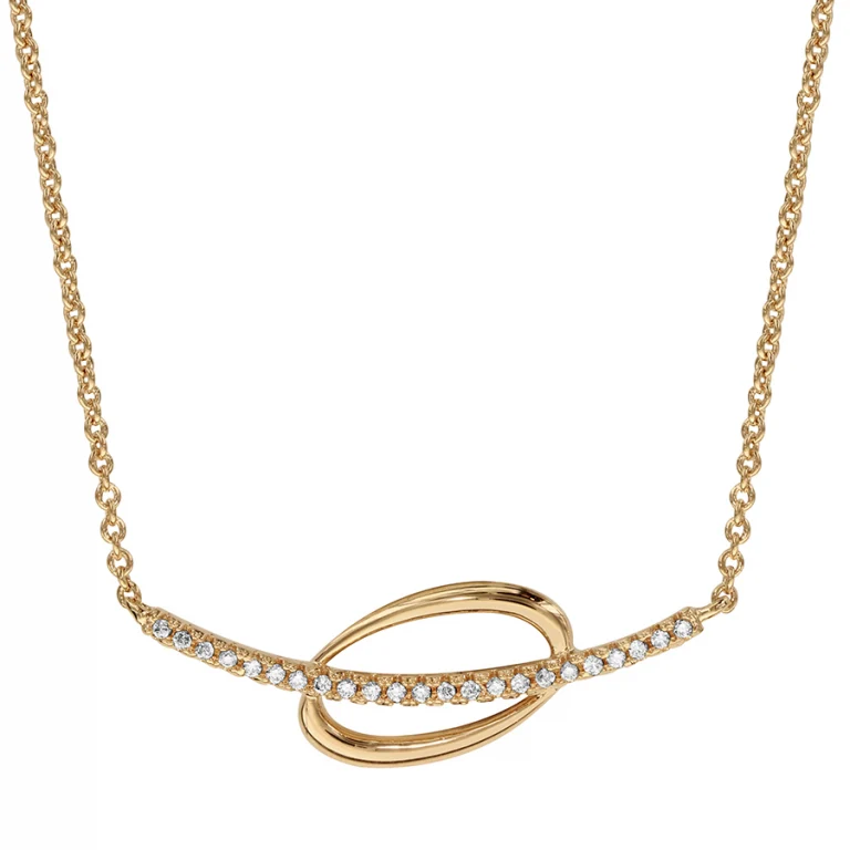 Collier ovale serti d’oxydes blancs – Plaqué or | Azuline