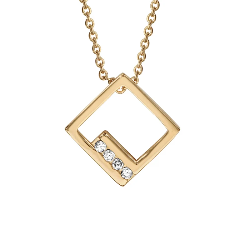 Collier carré serti d’oxydes blancs – Plaqué or | Azuline