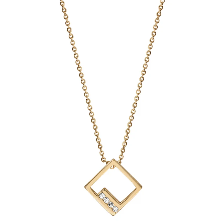 Collier carré serti d’oxydes blancs – Plaqué or | Azuline