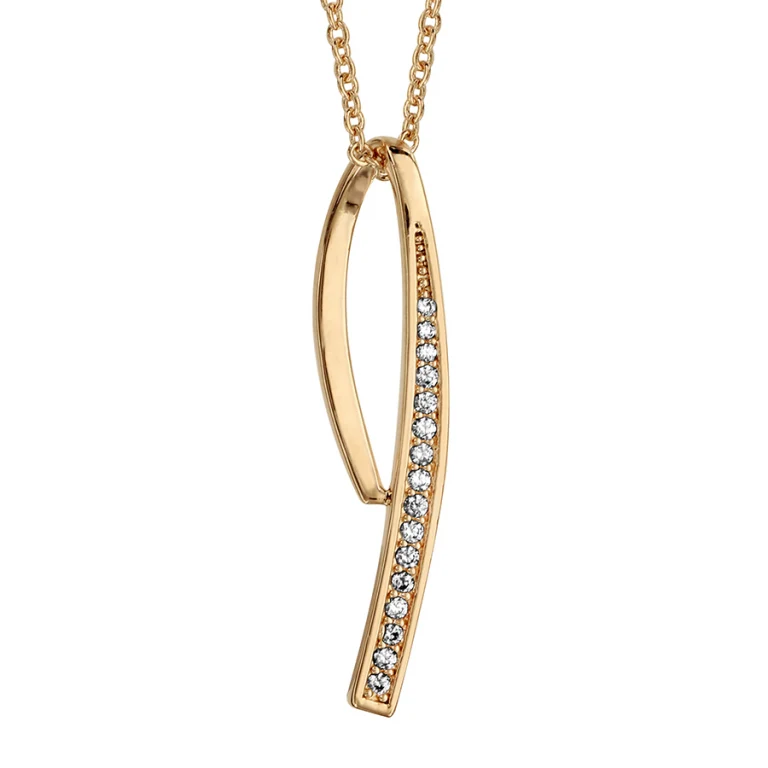 Collier pendentif incurvé serti d’oxydes blancs – Plaqué or | Azuline