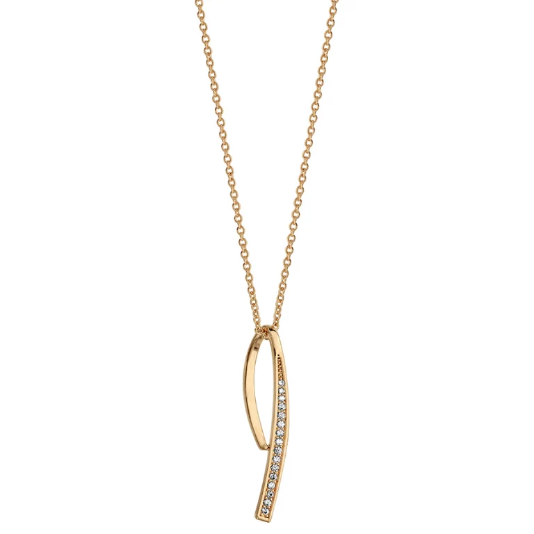 Collier pendentif incurvé serti d’oxydes blancs – Plaqué or | Azuline