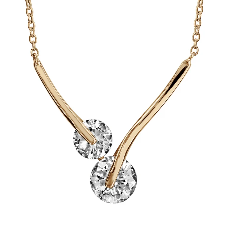 Collier à deux oxydes blancs – Plaqué or | Azuline