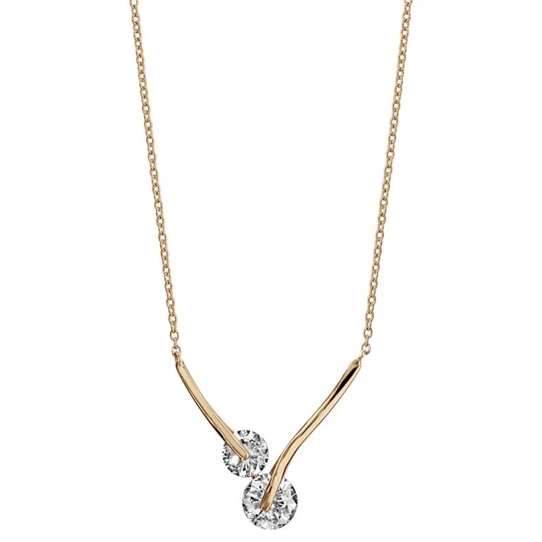 Collier à deux oxydes blancs – Plaqué or | Azuline