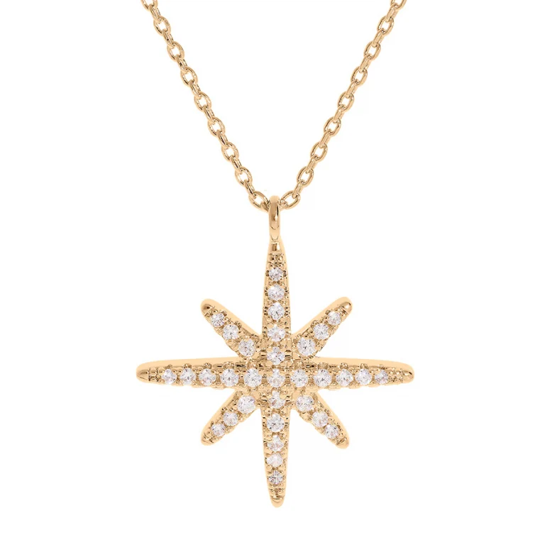 Collier étoile serti d’oxydes blancs – Plaqué or | Azuline