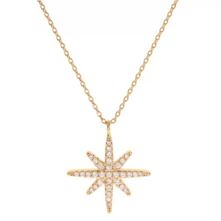 Collier étoile serti d’oxydes blancs – Plaqué or | Azuline