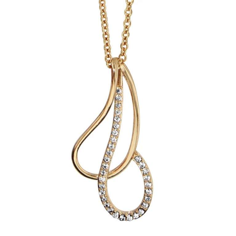 Collier goutte évidée croisée sertie d’oxydes blancs – Plaqué or | Azuline