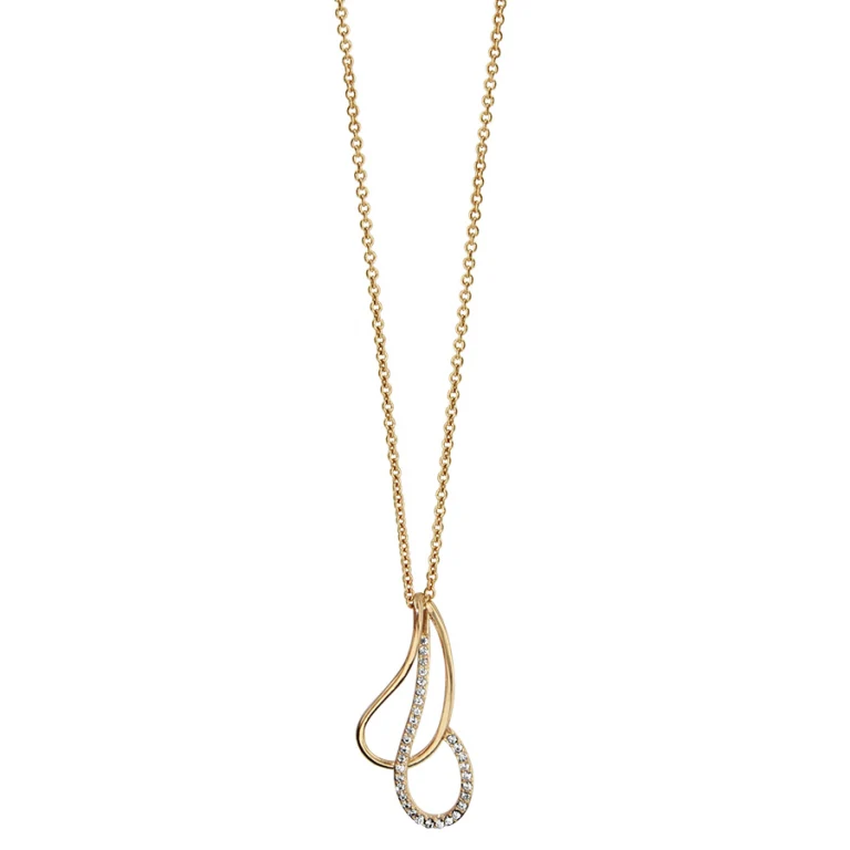 Collier goutte évidée croisée sertie d’oxydes blancs – Plaqué or | Azuline