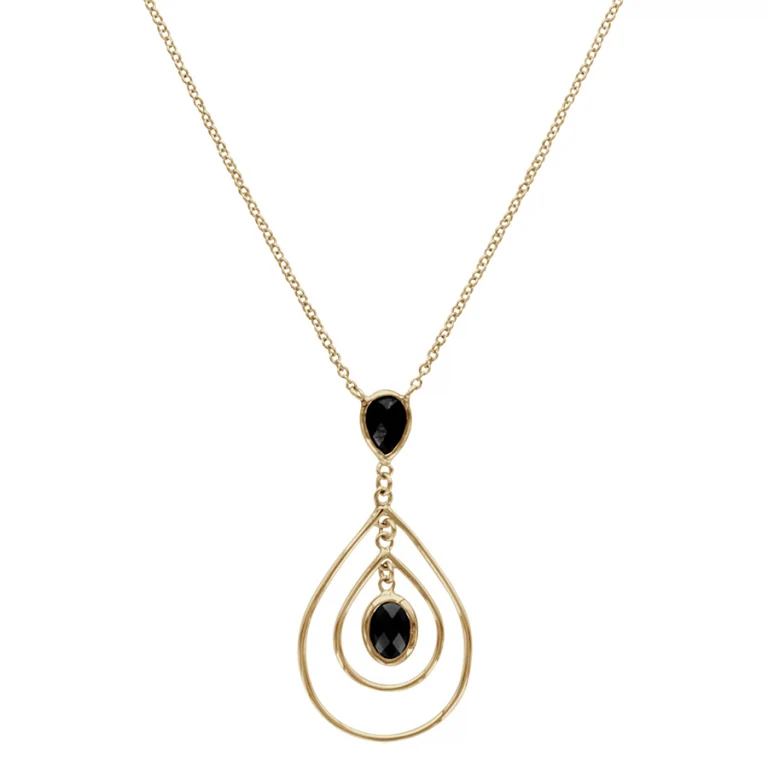 Collier goutte serti d’oxydes noirs facettés – Plaqué or | Azuline