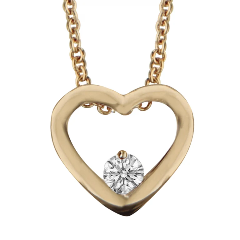 Collier cœur ajouré à oxyde blanc – Plaqué or | Azuline