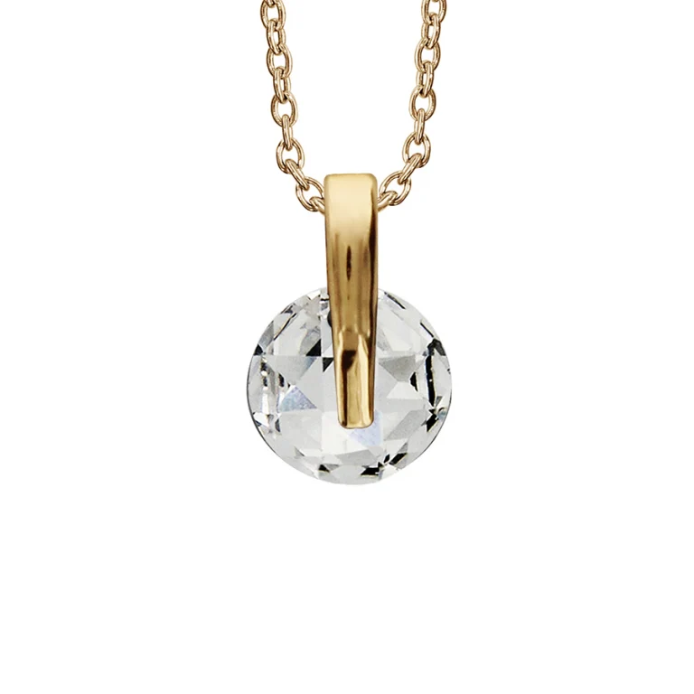 Collier rond à pierre blanche synthétique ronde – Plaqué or | Azuline