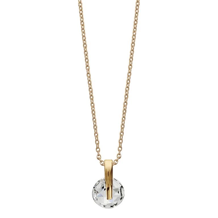 Collier rond à pierre blanche synthétique ronde – Plaqué or | Azuline