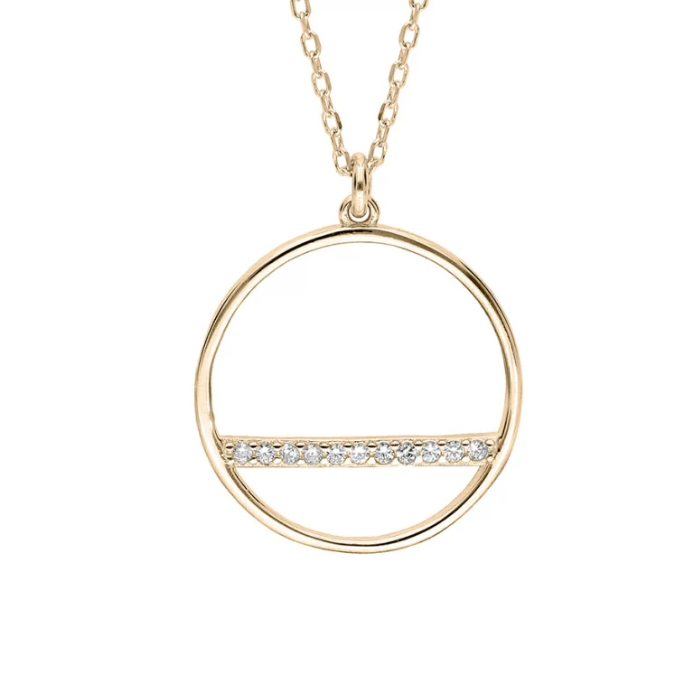 Collier cercle et barrette sertie d’oxydes blancs – Plaqué or | Azuline