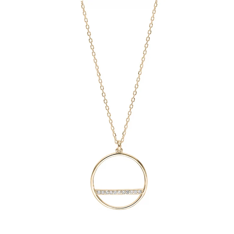 Collier cercle et barrette sertie d’oxydes blancs – Plaqué or | Azuline