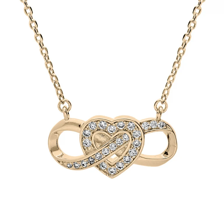 Collier cœur et infini horizontal serti – Plaqué or | Azuline