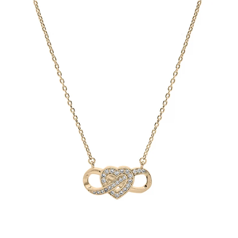 Collier cœur et infini horizontal serti – Plaqué or | Azuline