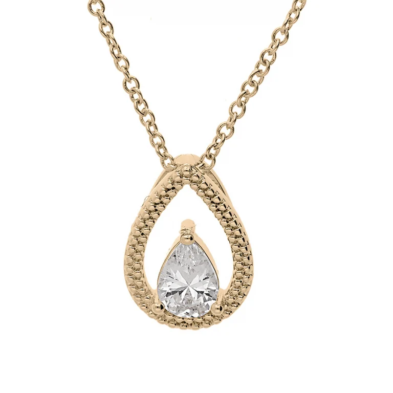 Collier goutte serti d’oxydes ajouré – Plaqué or | Azuline