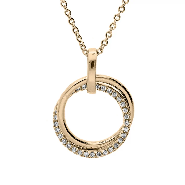 Collier cercle lisse et cercle serti d’oxydes entrelacés – Plaqué or | Azuline
