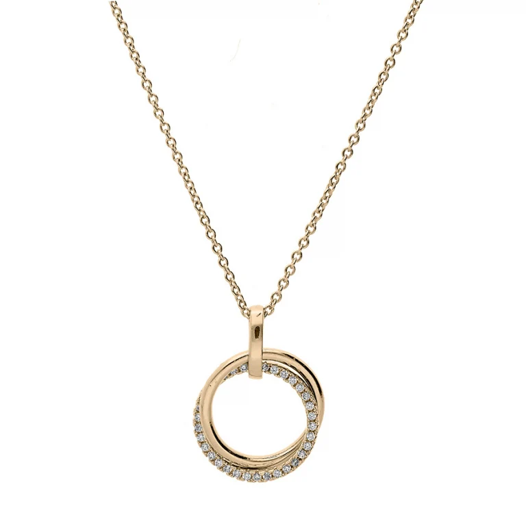 Collier cercle lisse et cercle serti d’oxydes entrelacés – Plaqué or | Azuline
