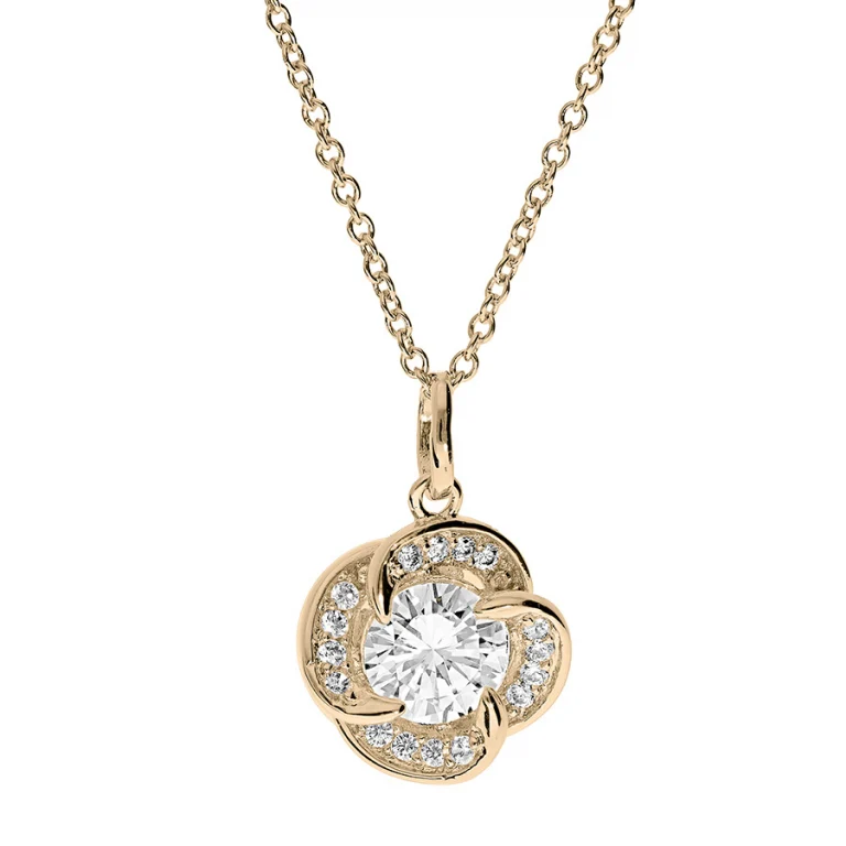 Collier nœud d’amour oxydes blancs – Plaqué or | Azuline